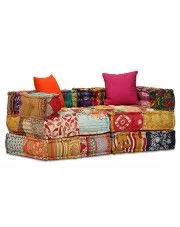 Sofa Patchwork modułowa 2-osobowa Demri 3D - kolorowa w sklepie Edinos.pl