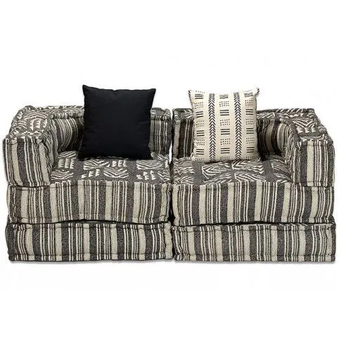 Dwuosobowa beżowa Sofa modułowa Demri 3D w paski