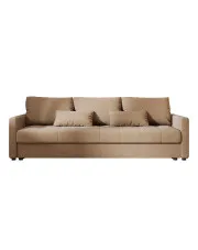 Jasnobrązowa welurowa tania sofa tapicerowana - Vilmira w sklepie Edinos.pl