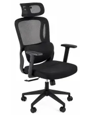 Czarny ergonomiczny fotel obrotowy z regulacją - Oxet w sklepie Edinos.pl