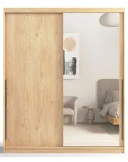 Minimalistyczna szafa przesuwna z lustrem dąb bielony 180 cm - Paolli 3X w sklepie Edinos.pl