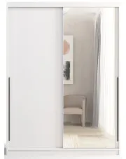 Biała przesuwna szafa z lustrem i szufladami 160 cm - Paolli 4X w sklepie Edinos.pl