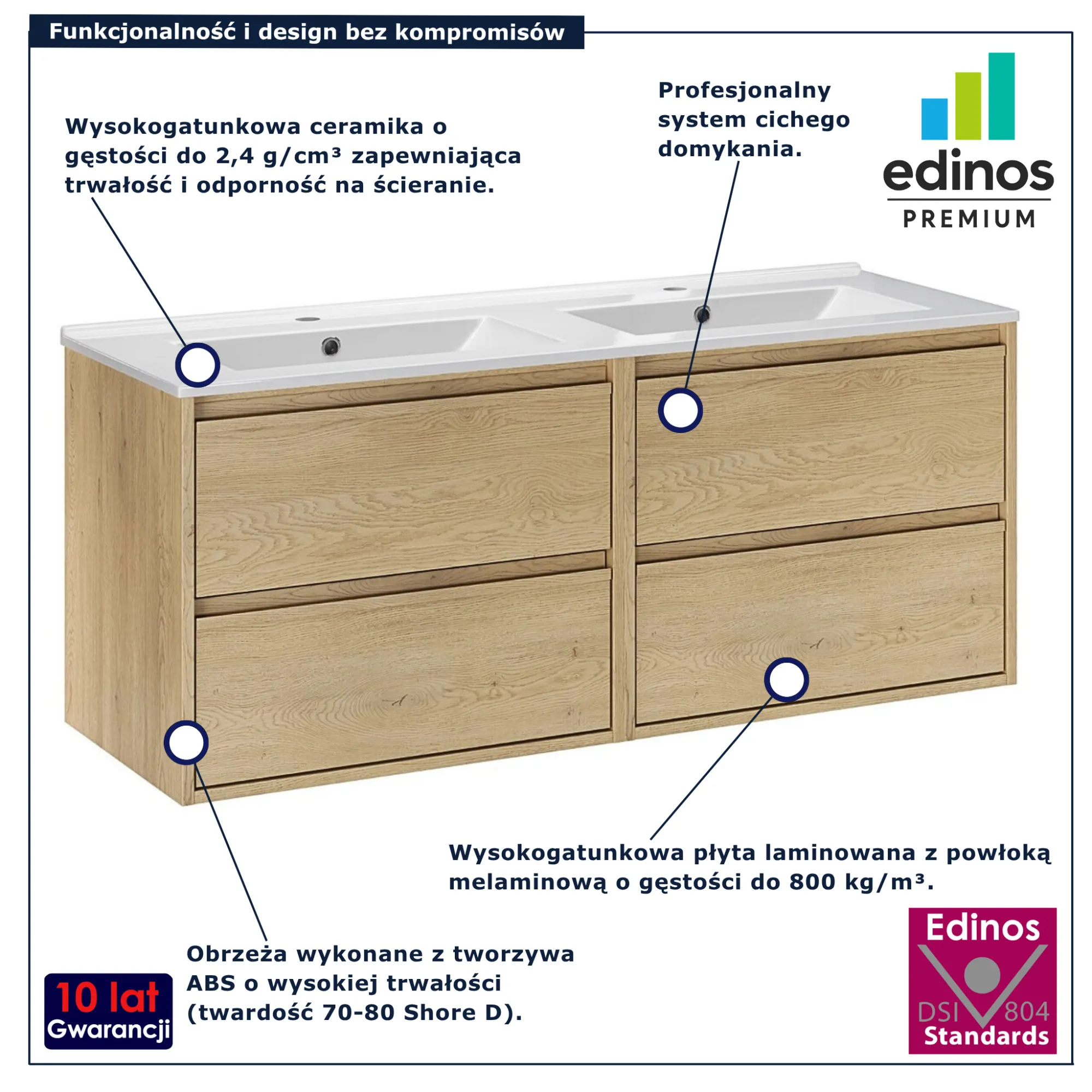 Zestaw mebli łazienkowych Solvane 7X 60 cm dąb cremona