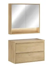 Zestaw mebli łazienkowych z lustrem Dąb Cremona - Solvane 7X 80 cm w sklepie Edinos.pl