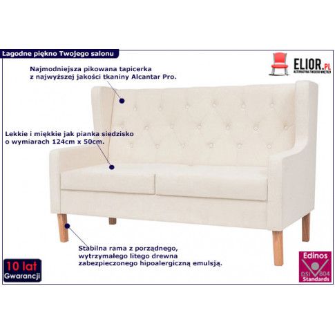 Zdjęcie elegancka subtelna kremowobiała sofa Isobel 2C - sklep Edinos.pl