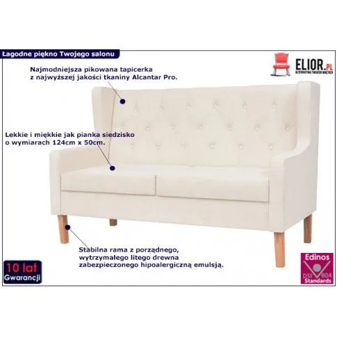 Szczegółowe zdjęcie nr 4 produktu Dwuosobowa sofa Faselo 2C - kremowobiała