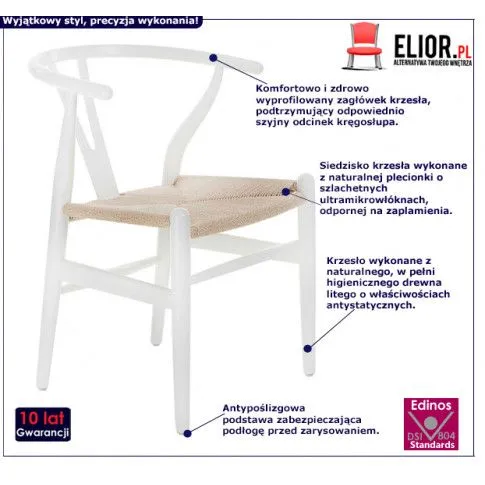 Fotografia Krzesło typu hałas Ermi - białe z kategorii Krzesła drewniane