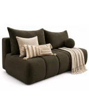 Oliwkowa sofa rozkładana z pojemnikiem boucle - Emiero 3X w sklepie Edinos.pl