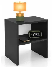 Czarna minimalistyczna szafka nocna 40 cm z półką - Evla w sklepie Edinos.pl