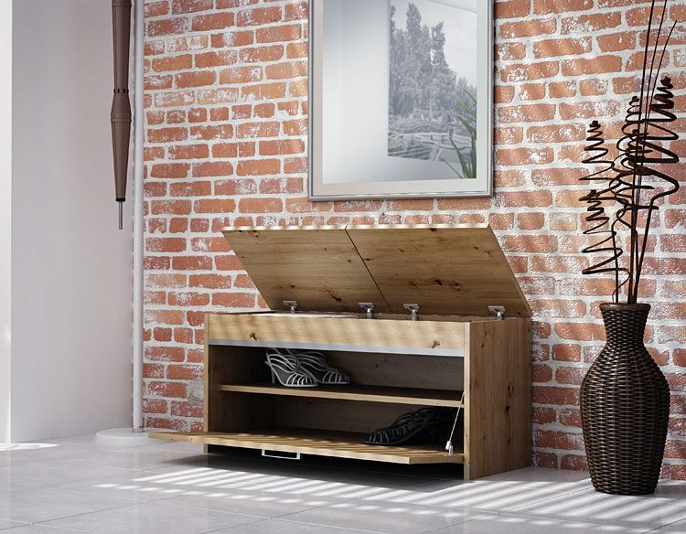 Tapicerowana szafka na buty z pufą dąb artisan Cella 3X