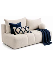 Beżowa nowoczesna sofa rozkładana boucle z pojemnikiem - Emiero 3X w sklepie Edinos.pl