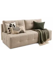 Beżowa nowoczesna szenilowa sofa rozkładana z pojemnikiem - Peraxi 4X w sklepie Edinos.pl