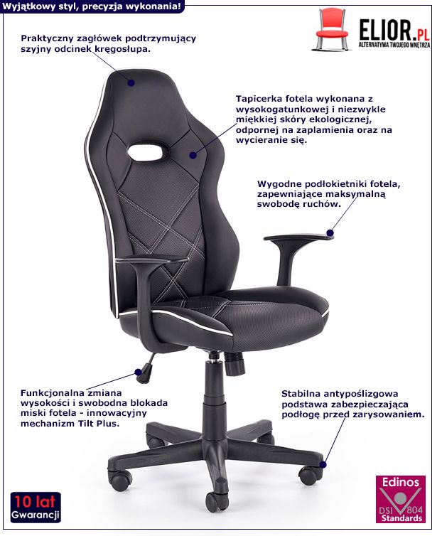 Komfortowy fotel gabinetowy Ortim - czarny