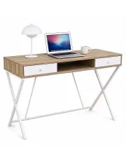 Nowoczesne biurko dąb sonoma + biały 120 cm - Arvello w sklepie Edinos.pl