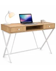 Skandynawskie biurko dąb artisan + biały 120 cm - Arvello w sklepie Edinos.pl