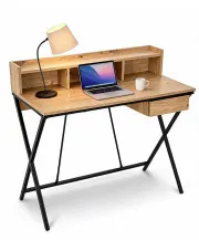 Industrialne biurko w kolorze dąb artisan 100 cm - Corvello w sklepie Edinos.pl