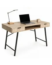 Loftowe biurko z szufladami dąb sonoma + czarny 120 cm - Tavero w sklepie Edinos.pl