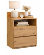 Szafka nocna z szufladami i półką dąb artisan - Okiro w sklepie Edinos.pl