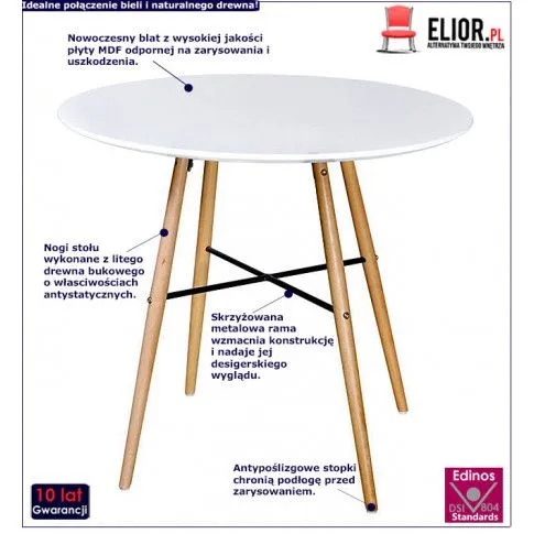 Fotografia Okrągły stół Svorini - biały z kategorii Stoły