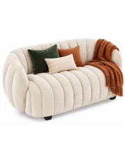 Kremowa miękka sofa dwuosobowa z przeszyciami - Xeda w sklepie Edinos.pl