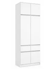 Biała minimalistyczna dwudrzwiowa szafa z nadstawką 100 cm - Aloy Plus w sklepie Edinos.pl