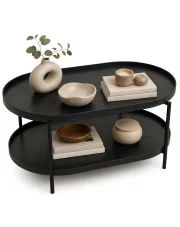 Czarny owalny stolik kawowy loft - Puteo w sklepie Edinos.pl