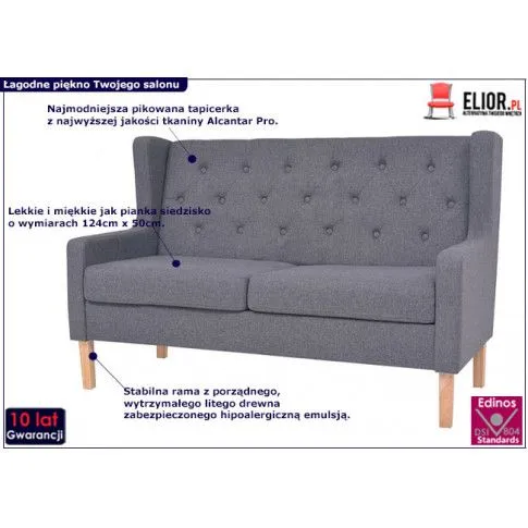 Fotografia Dwuosobowa sofa Faselo 2G - szara z kategorii Salon