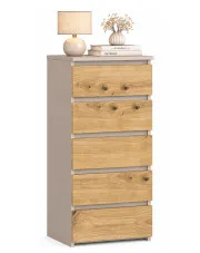 Minimalistyczna komoda z 5 szufladami kaszmir dąb artisan - Verris 5X w sklepie Edinos.pl