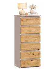 Minimalistyczna komoda z 6 szufladami kaszmir dąb artisan - Verris 6X w sklepie Edinos.pl