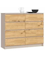 Komoda z 8 szufladami kaszmir + dąb artisan Andre 3X w sklepie Edinos.pl