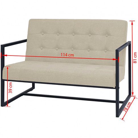 Szczegółowe zdjęcie nr 6 produktu Zgrabna 2-osobowa sofa Mefir - kremowa