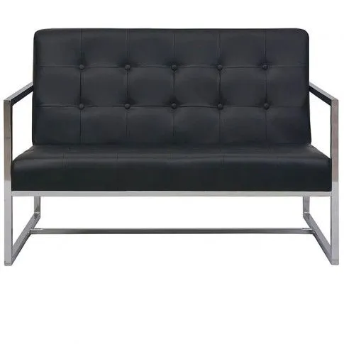 Szczegółowe zdjęcie nr 4 produktu Zgrabna 2-osobowa sofa Aparro z ekoskóry - czarna
