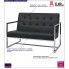 Szczegółowe zdjęcie nr 6 produktu Zgrabna 2-osobowa sofa Mefir z ekoskóry - czarna