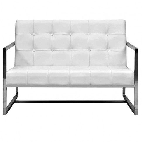 Fotografia Zgrabna 2-osobowa sofa Mefir z ekoskóry - biała z kategorii Kanapy i sofy