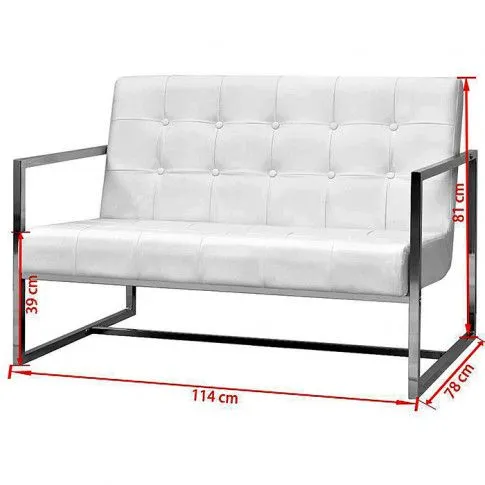 Szczegółowe zdjęcie nr 4 produktu Zgrabna 2-osobowa sofa Aparro z ekoskóry - biała
