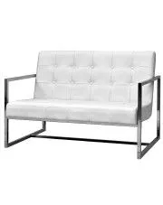 Zgrabna 2-osobowa sofa Mefir z ekoskóry - biała w sklepie Edinos.pl