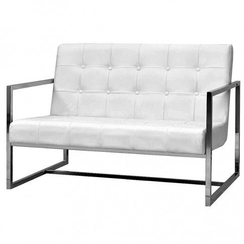Zdjęcie produktu Zgrabna 2-osobowa sofa Mefir z ekoskóry - biała.