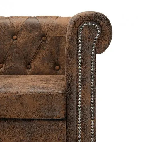 Brązowa sofa z leżanką w stylu Chesterfield, lewostronna - Charlotte 4Q