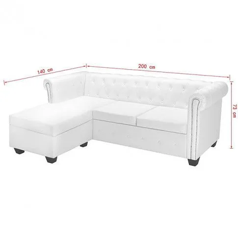 Biała sofa z leżanką w stylu Chesterfield, lewostronna - Charlotte 4Q