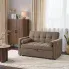 Pikowana sofa z funkcją spania Ladixi brązowa w przykładowej aranżacji