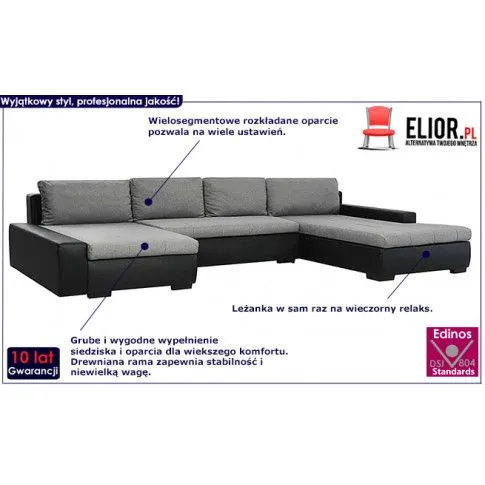 Zdjęcie wieloosobowa modułowa sofa Santino czarno-jasnoszara | Edinos.pl