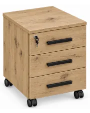 Mobilny kontenerek z szufladami na kluczyk dąb artisan - Inos 3X w sklepie Edinos.pl