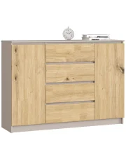 Komoda z szufladami i półkami kaszmir + dąb artisan - Verris 11X w sklepie Edinos.pl