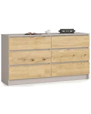 Komoda z 6 szufladami dąb artisan + kaszmir - Clemont 3X w sklepie Edinos.pl