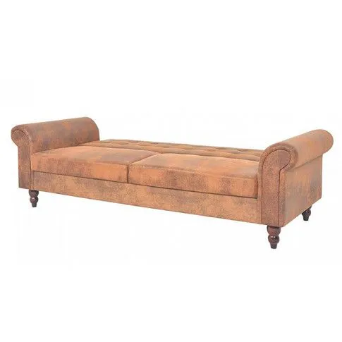 Rozkładana pikowana brązowa sofa Image