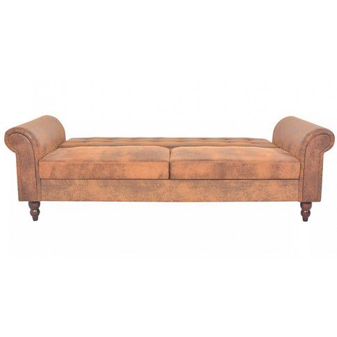 Rozkładana pikowana brązowa sofa Image