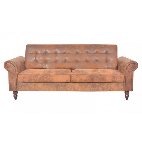 Rozkładana pikowana brązowa sofa Image