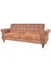 Rozkładana pikowana brązowa sofa - Image w sklepie Edinos.pl