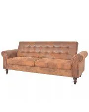 Rozkładana pikowana brązowa sofa - Image