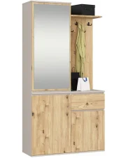 Garderoba z lustrem kaszmir + dąb artisan - Blex w sklepie Edinos.pl
